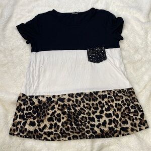 Heimish U.S.A Sequin‎ Pocket and Cheetah Print